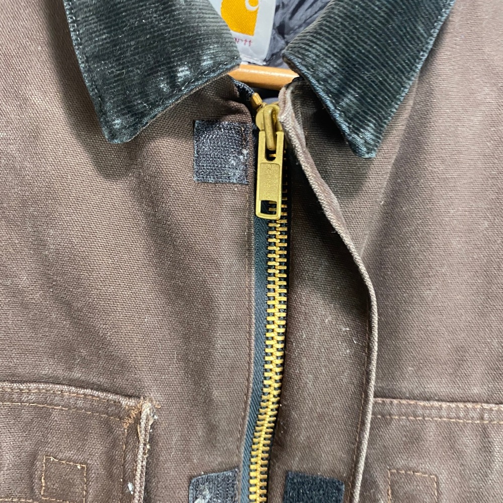 VTG Carhartt RN14806 Coat Mens Medium Brown Duck Canvas Corduroy Collar Jacket - Picture 8 of 12